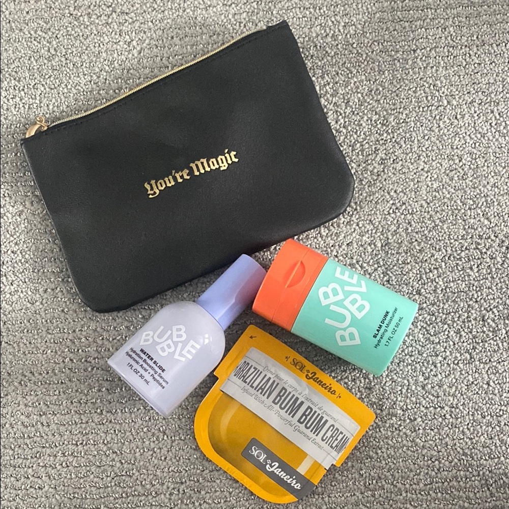 Black Pouch with Skincare Set